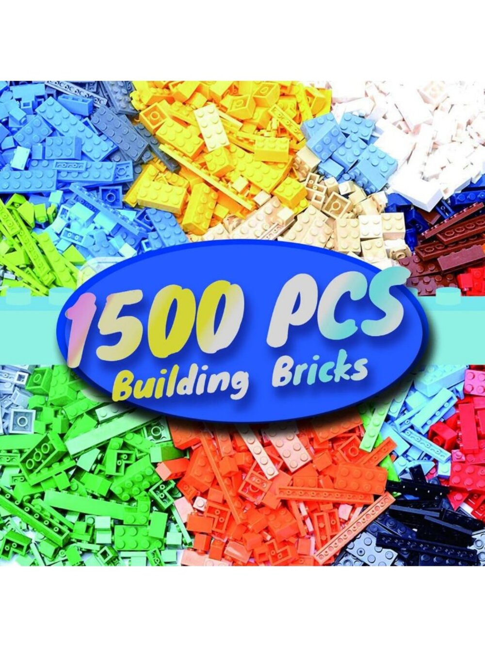 1500 Classic Building Bricks Set - Bulk Small Blocks Compatible with Major